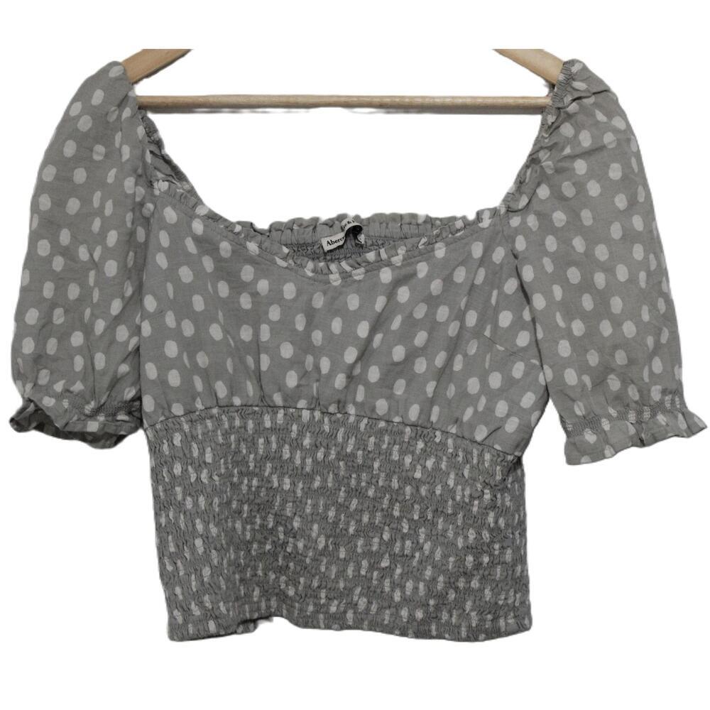 Womens Abercrombie & Fitch Green White Short Sleeves Cropped Top Size Large